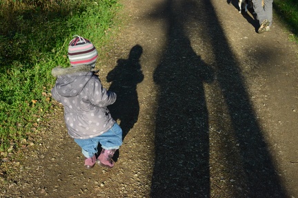 Greta chasing daddy s shadow
